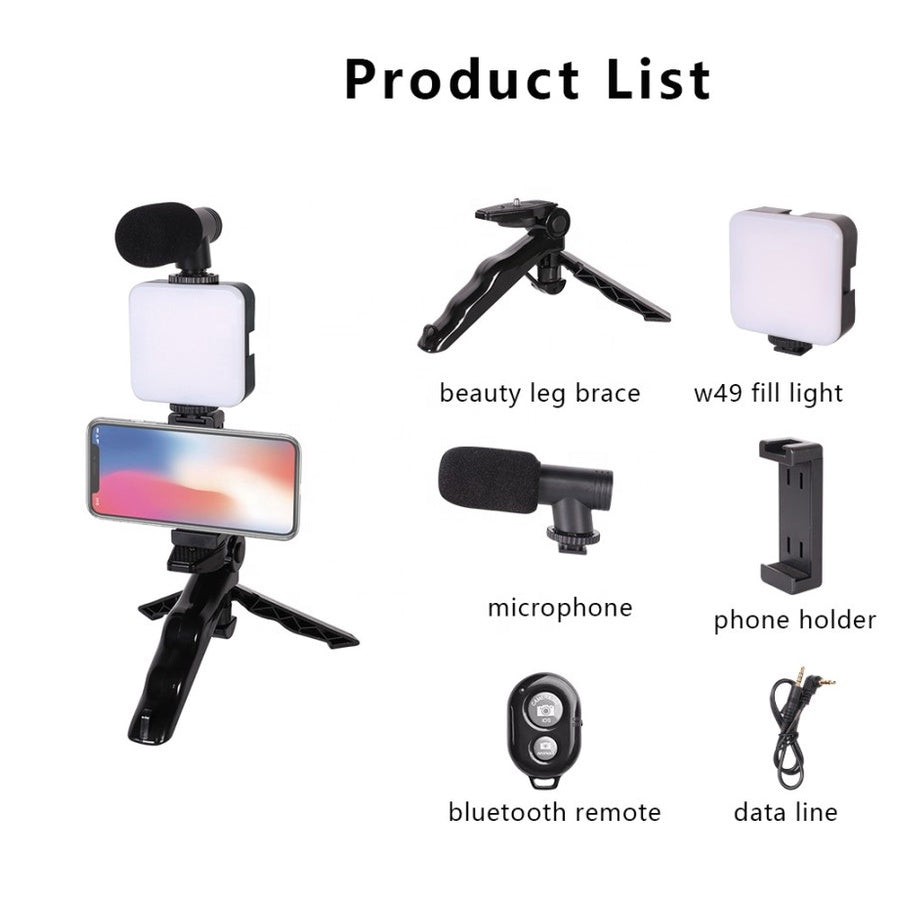 🎥 Kit de Grabación Móvil Profesional con Luz LED y Micrófono para Creadores de Contenido