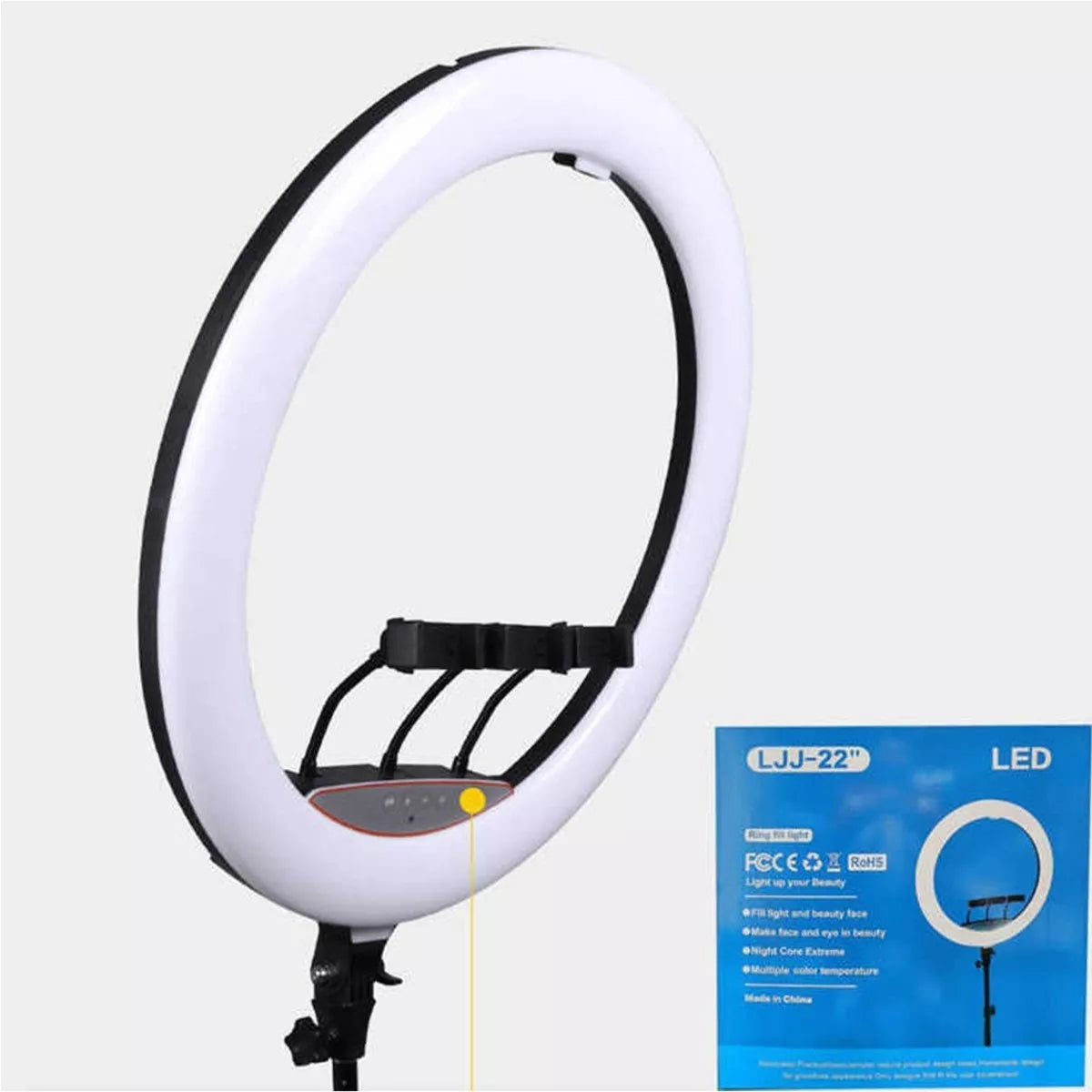 💡 Aro de Luz LED 22'' Profesional LJJ-22 con Trípode de 210 cm y 3 Soportes para Celular | Ideal para Maquillaje, Fotografía y Streaming