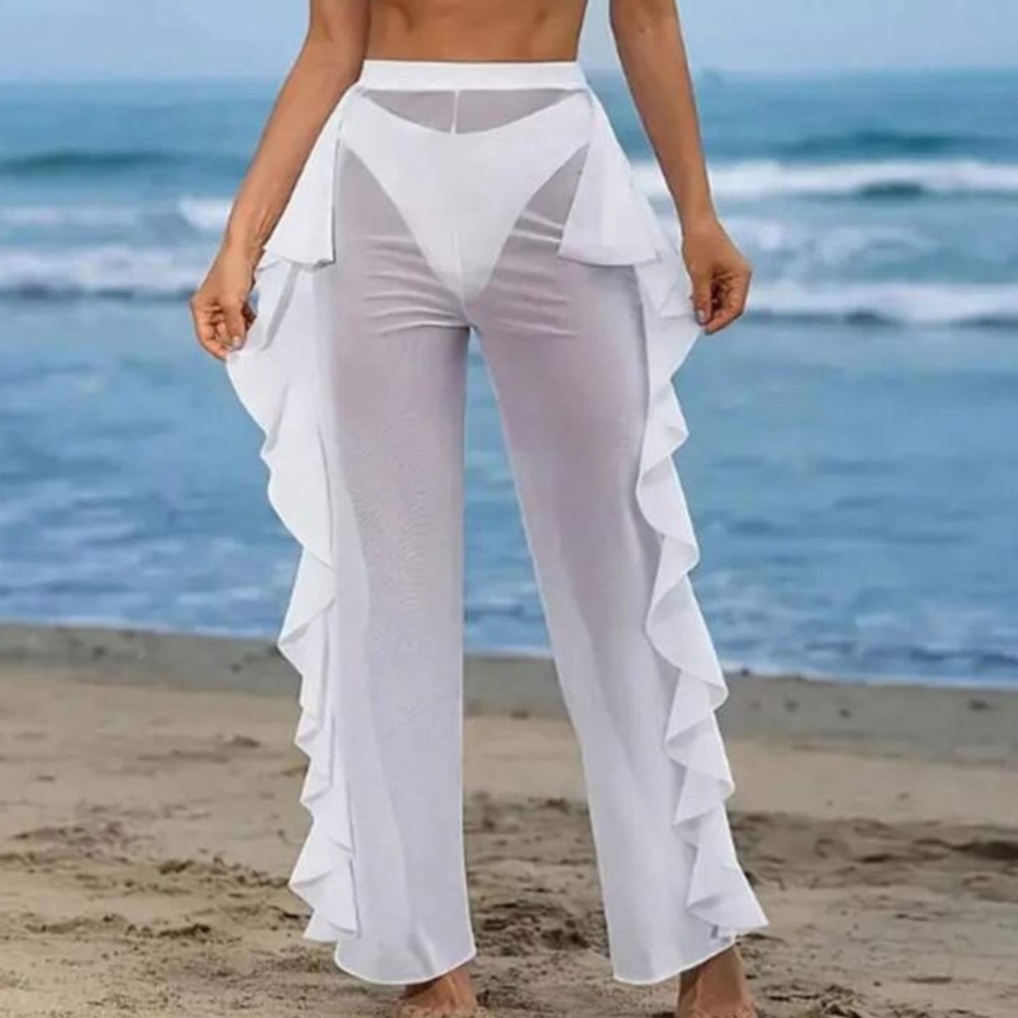 PANTALON TRASLUCIDO SALIDA DE BAÑO BLANCO