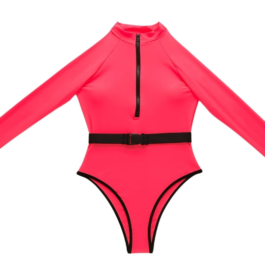 TRAJE DE BAÑO MANGA LARGA FUCSIA NEÓN