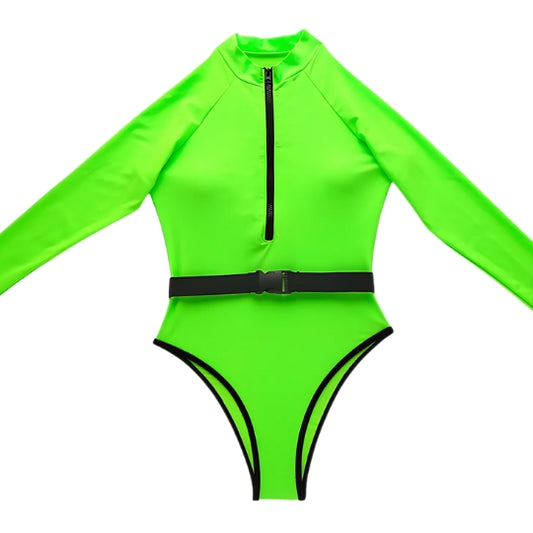TRAJE DE BAÑO MANGA LARGA VERDE NEÓN